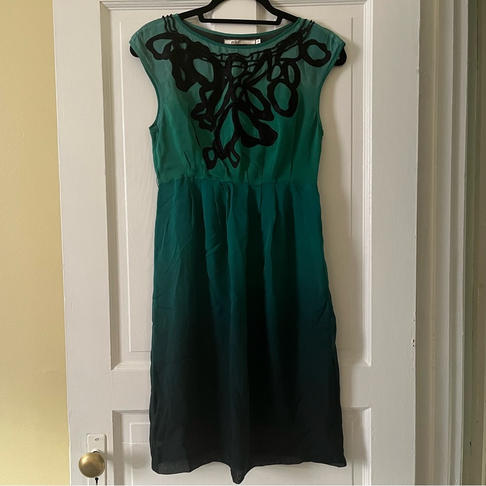 Mint by Jodi Arnold Cap Sleeve Silk Embellished Dress, Green Reverse Ombré, 4 US